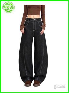 High Waist Wide Leg Barrel Jeans Baggy Denim Pants